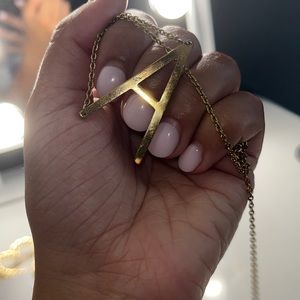 “A” statement, necklace, gold colored